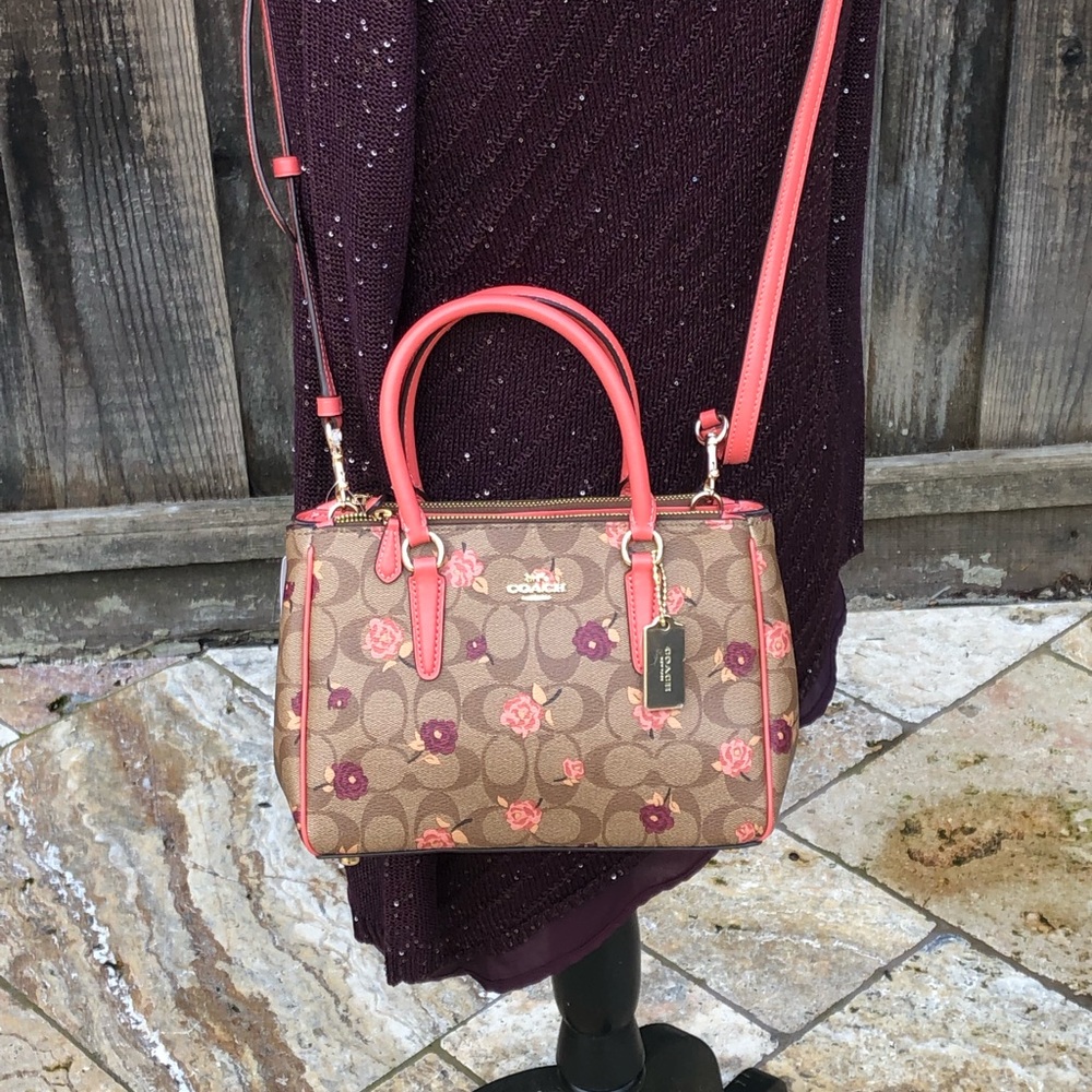 NWT Coach Peony floral Mini Surrey Satchel - Picture 7 of 8